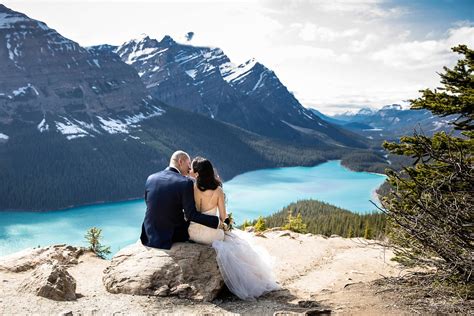 Bride And Groom Rocky Mountain Photo Session Peyto Lake Wedding