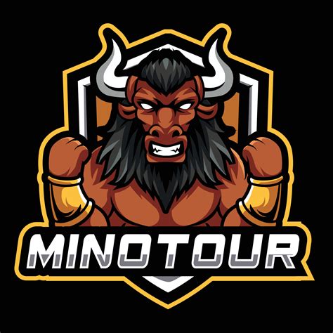 Minotaur Mascot Logo Design Angry Minotaur Vector Illustration