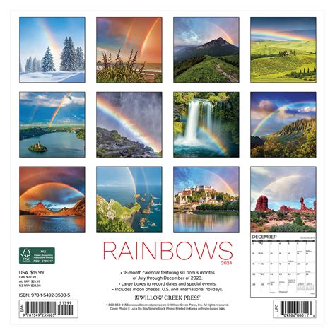 2024 Rainbows 12x12 Wall Calendar