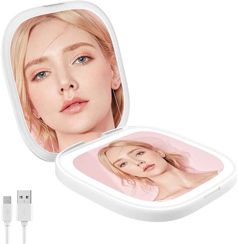 Zelaxy Rechargeable Led Lighted Travel Makeup Mirror 1x 3x Magnifying Compact Mirror