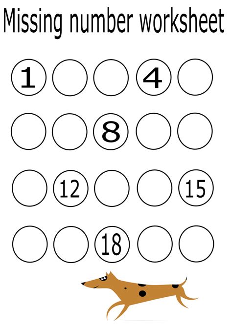 Fill In The Missing Number Worksheet