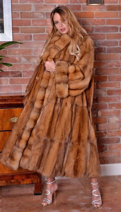 Golden Fur Long Fur Coat Sable Fur Coat Fur Coat