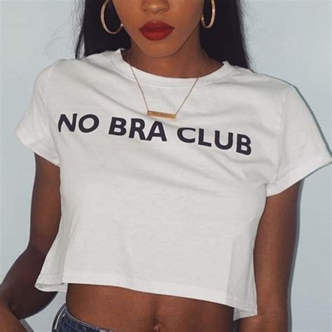 No Bra Club Crop Top Womens Crop Tee See Through Bra Etsy