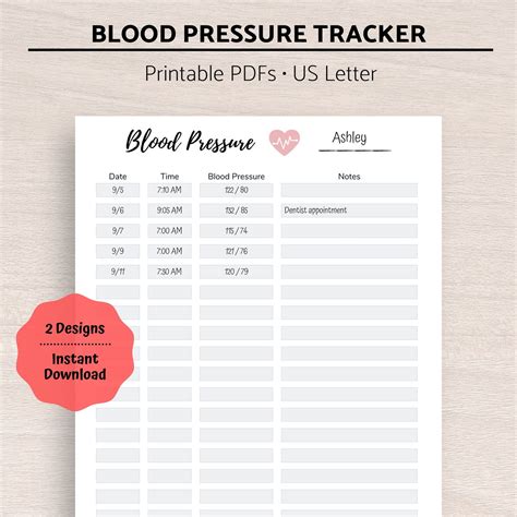 Blood Pressure Tracker Blood Pressure Log Blood Pressure Etsy Uk