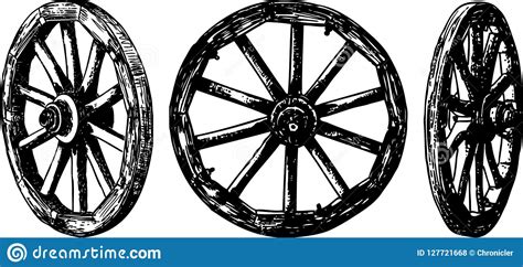 Vector Image Of Old Wooden Wheels Stock Vector Illustration Of Rustic