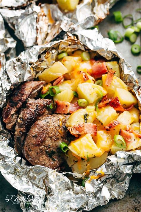 After grilling, simply open the top of the packet and eat. Steak & Cheesy Bacon Potato Hash Foil Packs can be cooked ...