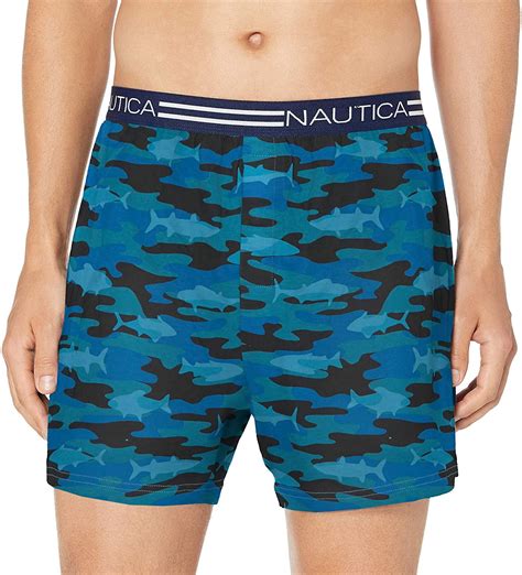 Nautica Men S Classic Cotton Loose Knit Boxer Fish Camo Print Bright Nautica Blue Large