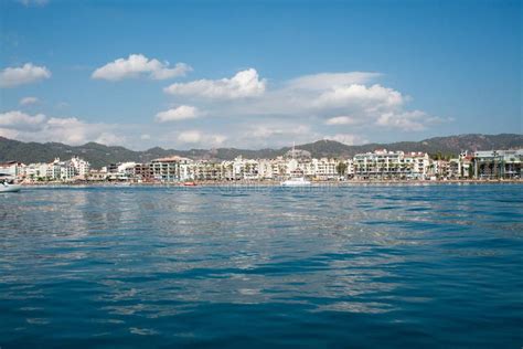 Landscape View Of Marmaris City In Turkey Seaside Of Resort Town With White Sand Beach City