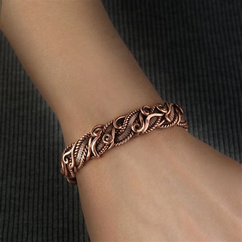 Wire Wrapped Bracelet Copper Bracelet For Women Braided Etsy