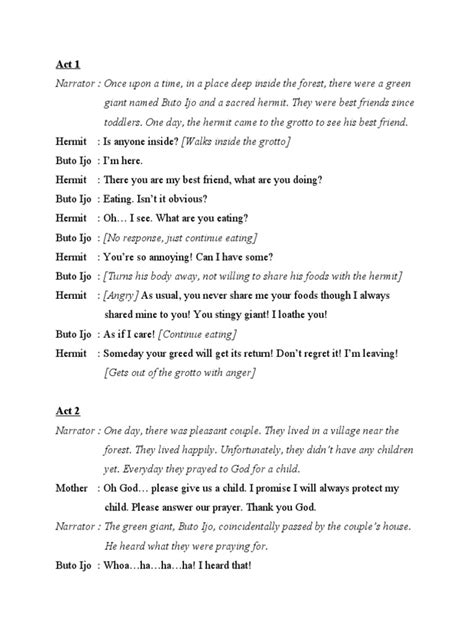 Bahasa Inggris Naskah Drama Timun Mas | PDF