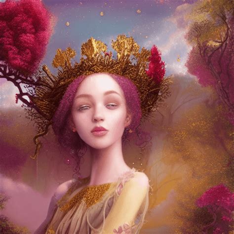 Whimsical Girl In A Rosegold Forest · Creative Fabrica