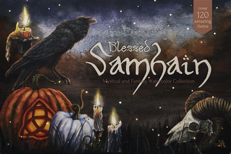 Blessed Samhain Watercolor Set Pre Designed Photoshop Graphics