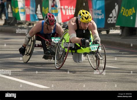 London Marathon Wheelchair Athletes Disabled Competitors Competing In