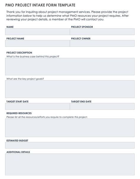 Free Project Intake Forms And Templates Smartsheet