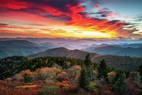 Appalachian Mountains North Carolina Blue Ridge Parkway Autumn Sunset
