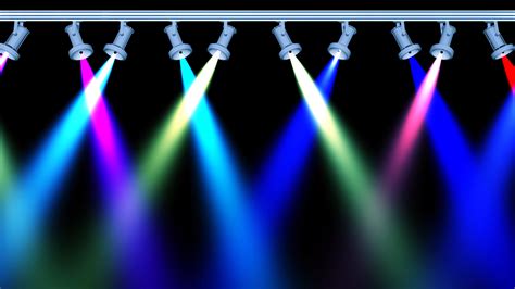 Concert Stage 10 Lights Loop With Different Colours Animation In Black