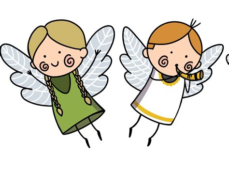Cute Baby Angels With Wings Set Adorable Boys And Girls Cartoon By