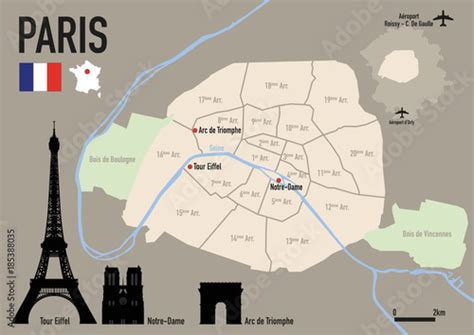 Paris Plan De Paris Carte Ville Arrondissement France Tour