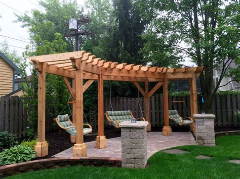 Cedar Pergola Design With Swings By Hoffman Estates Il Pergola Builder