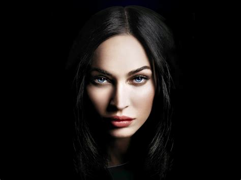 X Actress Megan Fox Celebrity Girl Black Hair Blue Eyes Woman Face Wallpaper