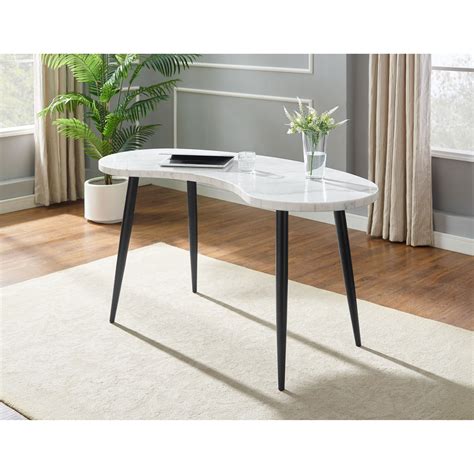 Exuding modern style, the kinsley features canted legs. Steve Silver Kinsley White Marble Top Kidney Desk with ...