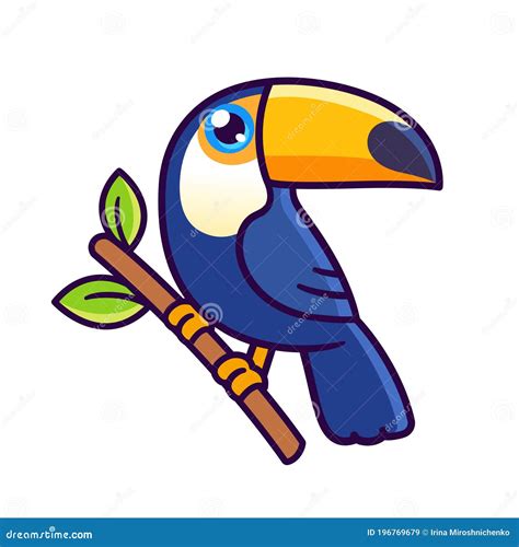 Cartoon Toco Toucan Ramphastos Toco Isolated On White Background Vector