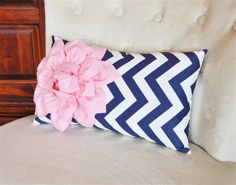 Light Pink And Navy Pillow Lumbar Home Decor Bedbuggs Decor