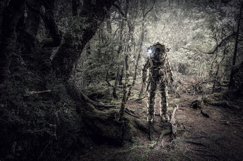 Astronaut In Forest Stock Image Image Of Media Journey 91378113