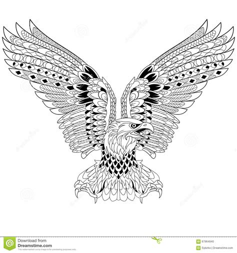 Bald eagle coloring pages feature the most recognizable bird of the united states of america. Zentangle Stylized Eagle Stock Vector - Image: 67964940