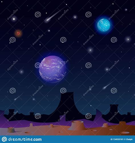 Empty Planet In Open Space Distant World In Space Vector Illustration