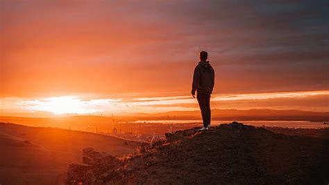 1080p Free Download Man Is Standing Alone On Sand Rock Alone Hd