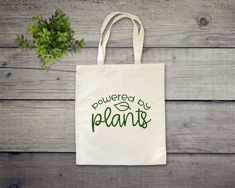 Powered By Plants Vegetarian Reusable Canvas Tote Bag Reusable Grocery Bag Shopping Bag Zero