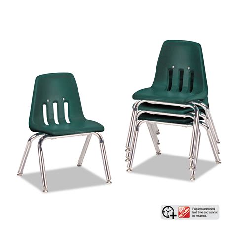 Virco® 9000 Series Classroom Chairs 12 Seat Height Forest Green Chrome 4 Carton National