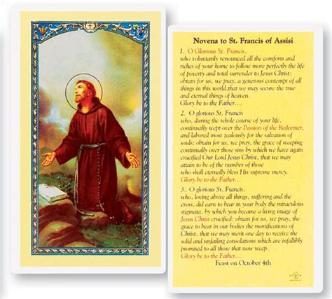 Maybe you would like to learn more about one of these? Novena To St. Francis Laminated Prayer Cards 25 Pack