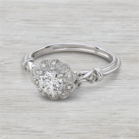Dahlia Vintage Inspired Flower Design Engagement Ring You Will Love