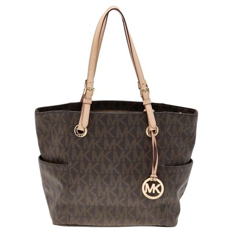 Michael Michael Kors Dark Brown Signature Coated Canvas And Leather Jet