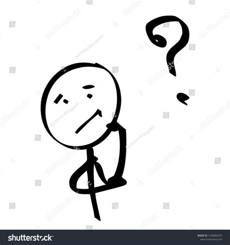 Stickman Thinking Question Mark Mark On Stock Vector Royalty Free