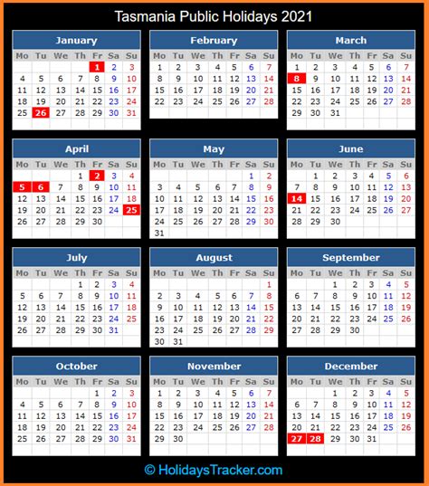Saturday, sunday & public holiday counter closed Tasmania (Australia) Public Holidays 2021 - Holidays Tracker