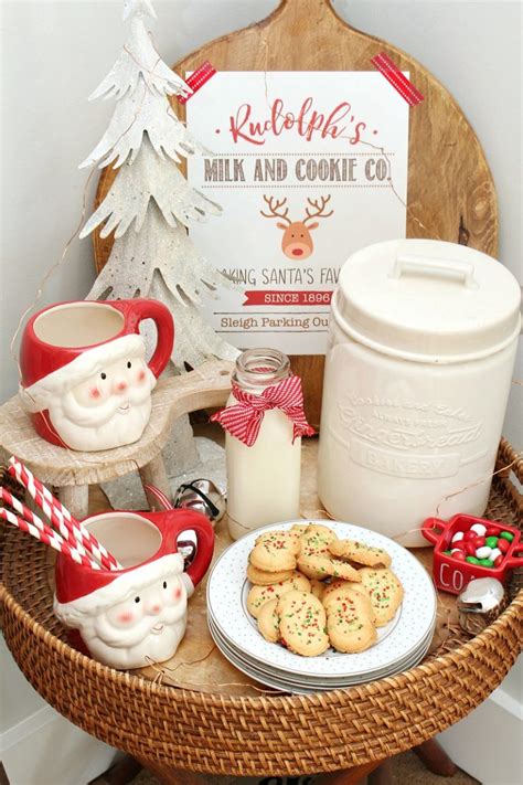 Milk And Cookie Bar With Christmas Printable Clean And
