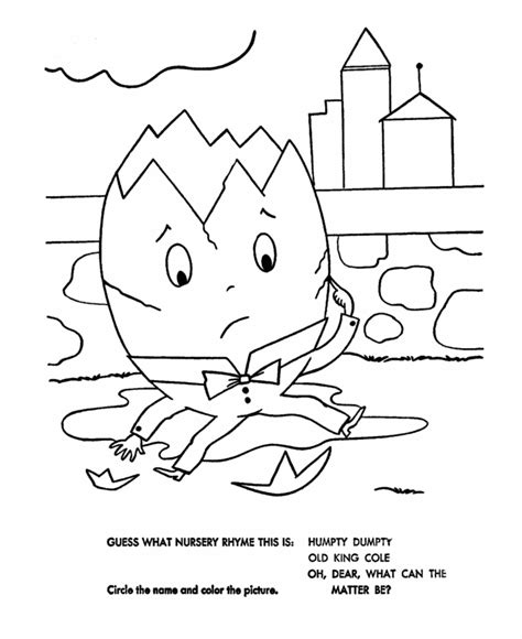 Humpty dumpty picture to colour. Nursery Rhymes Quiz Coloring page | Nursery rhyme crafts ...