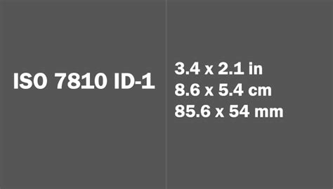 Iso 7810 Id 1 Size In Cm Business Card Paper Sizes