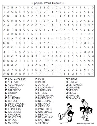 Printable Word Searches Spanish
