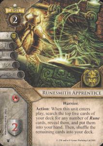 A runesmith begins play with three runes, and learns an additional rune at each new runesmith level. Runesmith Apprentice (Warhammer Invasion) - Deckbox