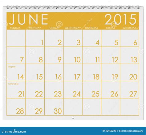2015 Calendar Month Of June Stock Illustration Illustration Of