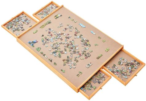 1500 Pieces Jigsaw Puzzles Jumbl Puzzle Board Wooden Table Tray Game 34