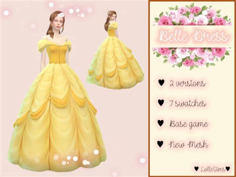Belle Dress Belle Dress Princess Belle Dress Sims 4