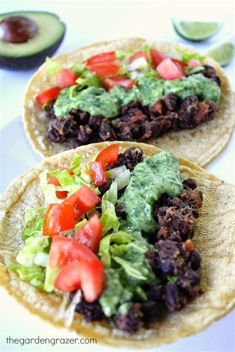 Black Bean Tacos With Avocado Cilantro Lime Sauce Recipe Healthy