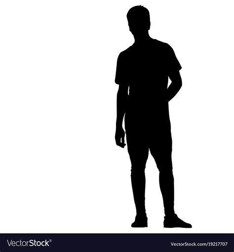 Black Silhouette Man Standing People On White Vector Image On