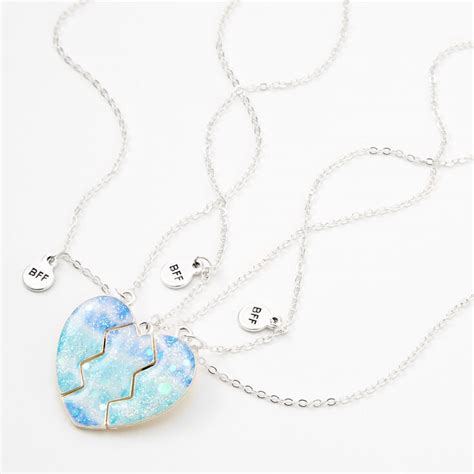 Best Friends Glitter Tie Dye Split Heart Pendant Necklaces 3 Pack Claire S Us