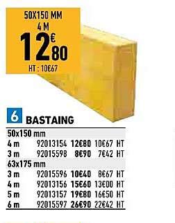 Disponible en différentes longueurs de 3 à 10 m. Bastaing 63X175 6M - Le bastaing est une pièce d'importance dans le domaine de la charpente, qui ...